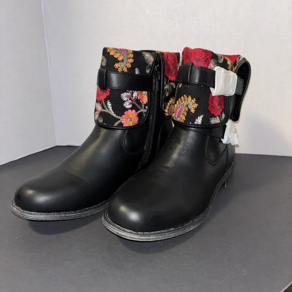 Just Fab Sheba Floral embroidered ankle boots new - Picture 1 of 8
